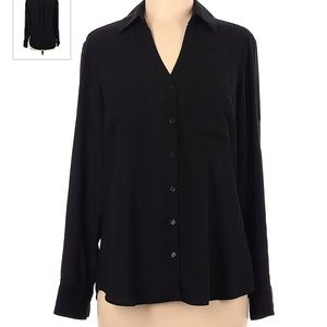 express button down blouse in black